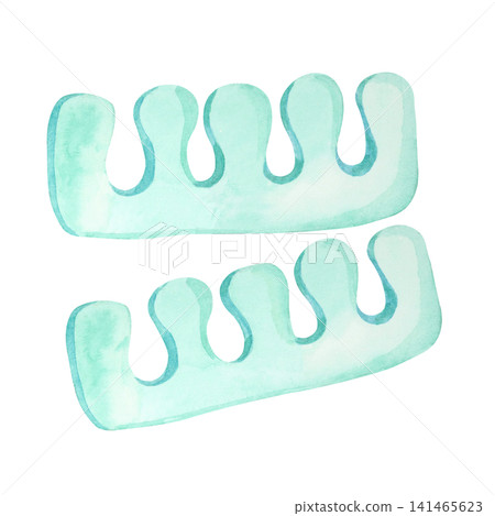 Mint toe separators watercolor clipart for pedicure salons, cosmetic packaging, beauty branding, nail care instructions, spa brochures, wellness websites and manicure product catalogs. Mint toe separators watercolor clipart for pedicure salons, cosmetic packaging, beauty branding, nail care instructions, spa brochures, wellness websites and manicure product catalogs. 141465623