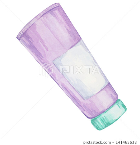 Purple cosmetic cream tube with mint cap watercolor clipart for skincare packaging, beauty branding, spa brochures, cosmetic catalogs, online shops, social media graphics and wellness stationery Purple cosmetic cream tube with mint cap watercolor clipart for skincare packaging, beauty branding, spa brochures, cosmetic catalogs, online shops, social media graphics and wellness stationery 141465638