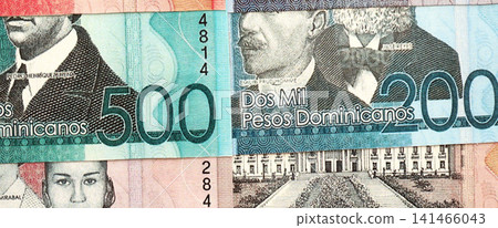 Dominican Republic Pesos currency money bills. DOP currency banknotes in bunch Dominican Republic Pesos currency money bills. DOP currency banknotes in bunch 141466043