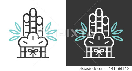 Simple vector icon of a New Year's pine decoration (kadomatsu) Simple vector icon of a New Year's pine decoration (kadomatsu) 141466130
