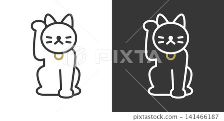 招財貓的簡單向量圖標 招財貓的簡單向量圖標 141466187