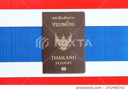 Thai passport on flag. The concept of citizenship 141466342