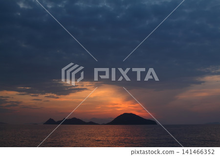 Seaside town of Turgutreis and spectacular sunsets Seaside town of Turgutreis and spectacular sunsets 141466352