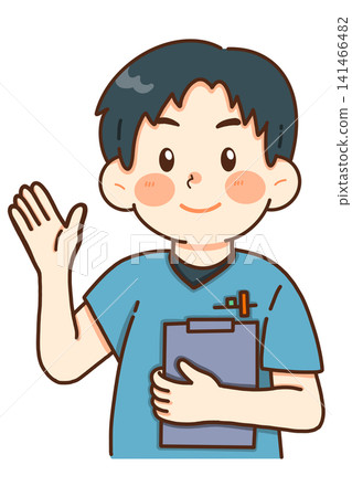 圖：一名男性復健中心工作人員正在帶領參觀。 141466482