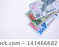 Argentine pesos money bills in big amount lies on white table close up 141466682