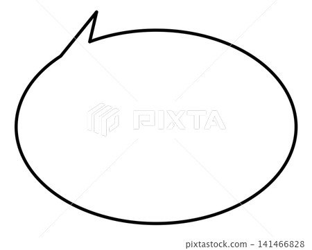 A simple, horizontally elongated oval speech bubble with the opening located in the upper left corner. 141466828