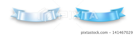 Set of two satin ribbons on a white background. A shiny, empty template, a decorative element for the text. 141467029