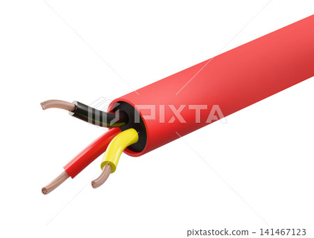 Red three core stranded copper electric cable wire Red three core stranded copper electric cable wire 141467123