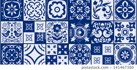 Mediterranean vector blue ceramic design template.  141467380