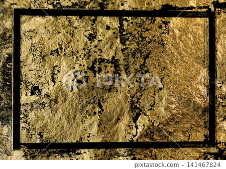 A3 textured gold leaf background with distressed black accents and a dark frame 141467824