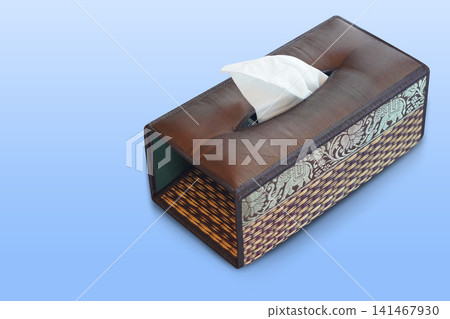 top view antique rectangular tissue box on a blue background, object, decor, fashion, ancient, copy space top view antique rectangular tissue box on a blue background, object, decor, fashion, ancient, copy space 141467930
