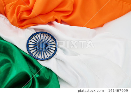Indian flag fabric with ashoka chakra symbol 141467999