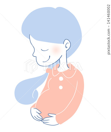 An illustration of a pregnant woman with her hand on her stomach. An illustration of a pregnant woman with her hand on her stomach. 141468002