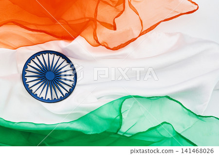 Indian flag fabric representing celebration and patriotism Indian flag fabric representing celebration and patriotism 141468026