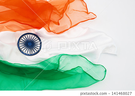 India flag colors silk fabric ashoka chakra 141468027