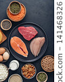 Healthy balanced nutrition with animal and plant based protein sources. 141468326