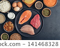 Healthy balanced nutrition with animal and plant based protein sources. 141468328