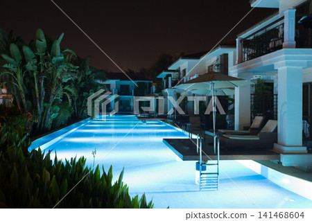 Swimming pool at night. Water pool at night Swimming pool at night. Water pool at night 141468604