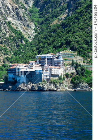Dionissiou monastery, Athos Peninsula, Mount Athos, Chalkidiki, Greece Dionissiou monastery, Athos Peninsula, Mount Athos, Chalkidiki, Greece 141468804