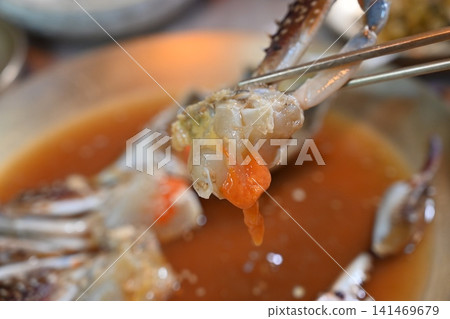 Traditional Korean Soy Sauce Marinated Raw Crab Traditional Korean Soy Sauce Marinated Raw Crab 141469679