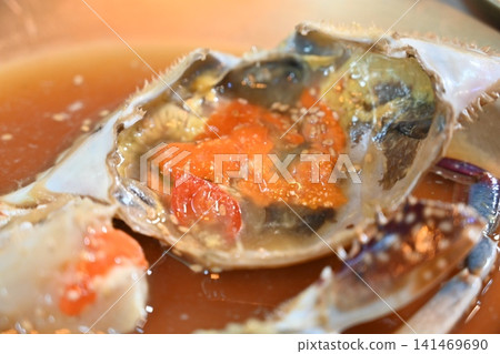 Traditional Korean Soy Sauce Marinated Raw Crab Traditional Korean Soy Sauce Marinated Raw Crab 141469690