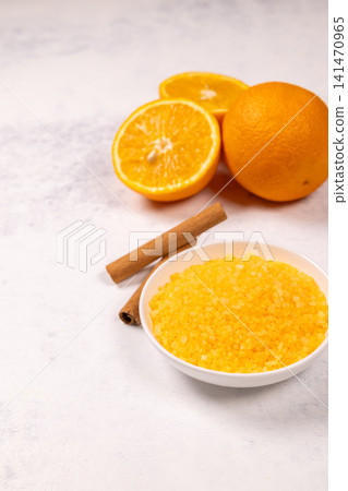 Citrus orange bath salt with cinnamon sticks Citrus orange bath salt with cinnamon sticks 141470965
