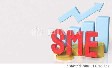 SME Financial Growth with Rising Business Chart and Coins 3d render. 141471147