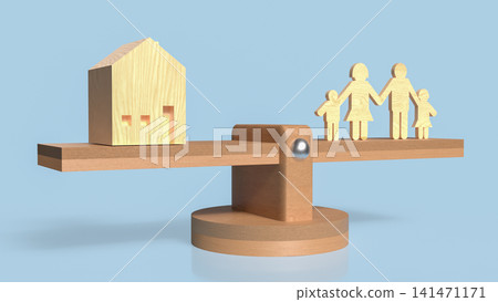 Family Housing Balance and Home Ownership Decision Concept 3d render. Family Housing Balance and Home Ownership Decision Concept 3d render. 141471171