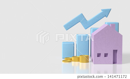Real Estate Growth and Home Investment Success Concept 3d render. Real Estate Growth and Home Investment Success Concept 3d render. 141471172