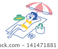 A woman enjoying a relaxing vacation by the sea_color 141471881