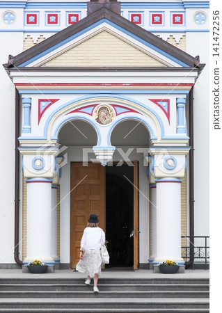 Entrance to the Church of Our Lady of Kazan in Jurmala, Latvia Entrance to the Church of Our Lady of Kazan in Jurmala, Latvia 141472256