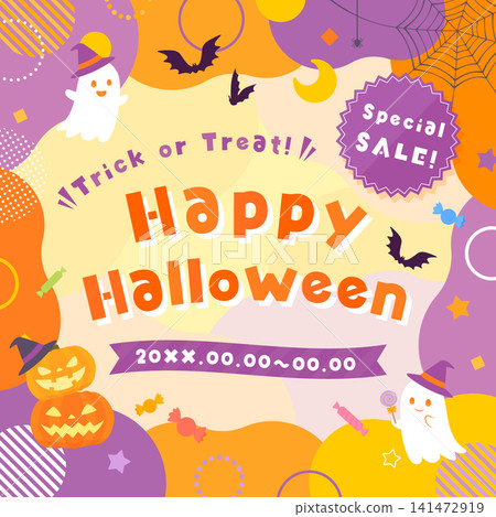 Halloween-themed template with a pop orange background 1_square Halloween-themed template with a pop orange background 1_square 141472919