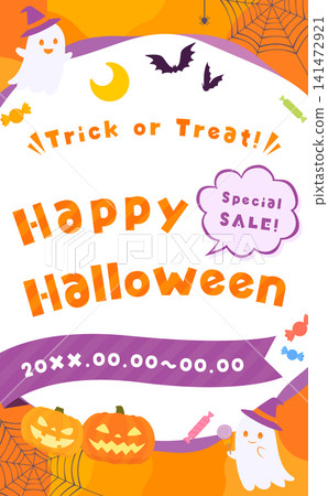 Halloween-themed template with a vibrant orange background, version 2 (vertical). Halloween-themed template with a vibrant orange background, version 2 (vertical). 141472921