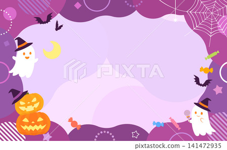 萬聖節主題相框 1,背景為亮紫色(橫向) 萬聖節主題相框 1,背景為亮紫色(橫向) 141472935