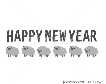 Black Sheep HAPPY NEW YEAR Text Frame Illustration Black Sheep HAPPY NEW YEAR Text Frame Illustration 141473520