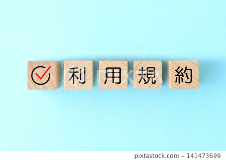 一塊木塊,上面有一個勾號,並寫著「使用條款」字樣。 一塊木塊,上面有一個勾號,並寫著「使用條款」字樣。 141473699