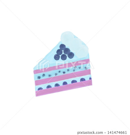 Watercolor blueberry layer cake slice illustration isolated on white background Watercolor blueberry layer cake slice illustration isolated on white background 141474661