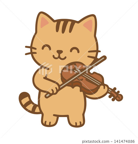 cute cat playing the violin cute cat playing the violin 141474886
