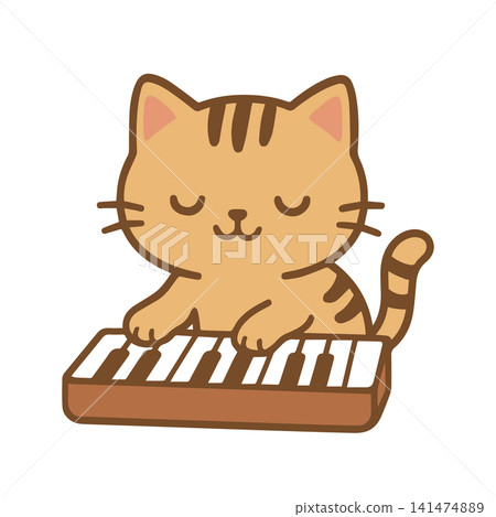 cute cat playing piano cute cat playing piano 141474889