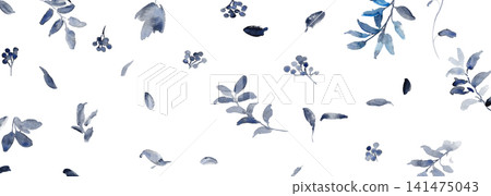 藍色水彩植物相框、花環和線條裝飾套裝 - 優雅的植物設計材料 藍色水彩植物相框、花環和線條裝飾套裝 - 優雅的植物設計材料 141475043
