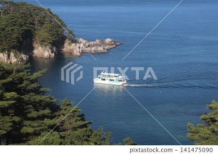 The Umineko Maru sightseeing boat at Jodogahama Beach The Umineko Maru sightseeing boat at Jodogahama Beach 141475090