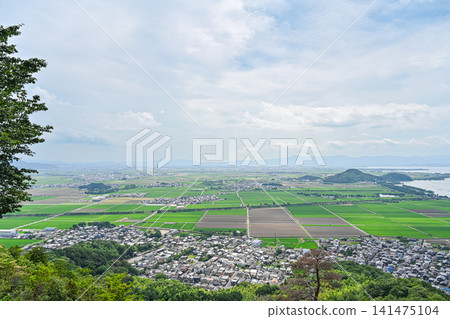 A spectacular panoramic view of Shiga Prefecture, overlooking Lake Biwa and vast rural landscapes. A spectacular panoramic view of Shiga Prefecture, overlooking Lake Biwa and vast rural landscapes. 141475104