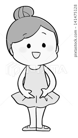 An illustration of a girl learning ballet in pose number 2. An illustration of a girl learning ballet in pose number 2. 141475128