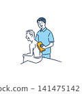 Male staff assist elderly men with personal hygiene. 141475142