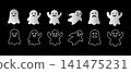 Set of Cute Halloween Ghost Icons 141475231