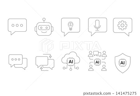 Set of Artificial Intelligence Line Icons Set of Artificial Intelligence Line Icons 141475275
