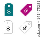 Set of Price Tag Icons with Dollar Signs 141475281