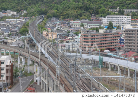 April 30 2026 Fukushima railway viaduct through dense urban neighborhood April 30 2026 Fukushima railway viaduct through dense urban neighborhood 141475378