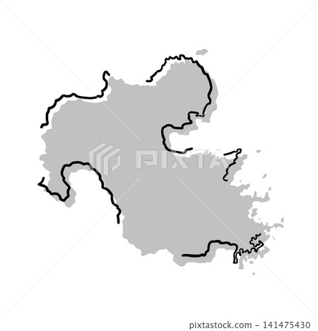 Oita Prefecture map silhouette illustration | Gray, hand-drawn style, line art Oita Prefecture map silhouette illustration | Gray, hand-drawn style, line art 141475430
