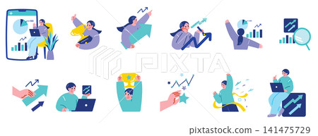 A set of illustrations of successful business people A set of illustrations of successful business people 141475729